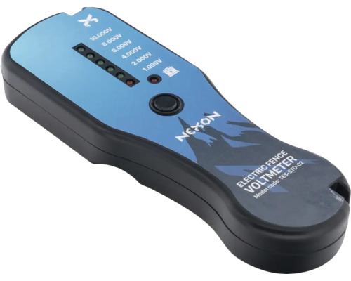 Voltmetru pentru gard electric Nexon cu indicatori LED pentru niveluri de tensiune de la 1.000 la 10.000 volți.
