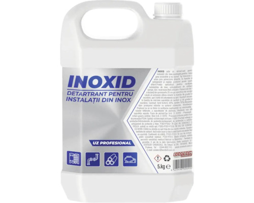Un bidon de 5 kilograme de detartrant profesional INOXID pentru instalații din inox.