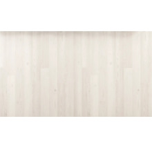 Pardoseală bej deschis cu aspect de lemn, plăci verticale și nervuri discrete.