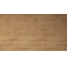 Pardoseală laminată sau parchet cu aspect de lemn de stejar maro mediu cu nervuri orizontale.