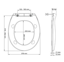 Desen tehnic al unui capac de toaletă cu dimensiuni