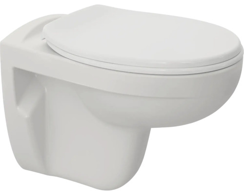 Vas WC suspendat cu clătit profund cu capac WC montat