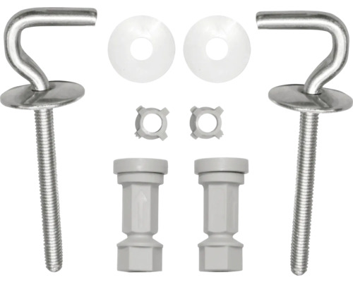 Set de fixare pentru scaune de toaletă cu șuruburi, șaibe și piulițe