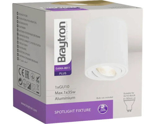 Ambalaj corp de iluminat de plafon Braytron din aluminiu, potrivit pentru becuri GU10
