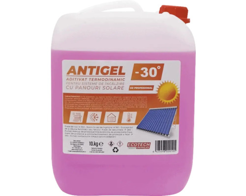 Antigel aditivat termodinamic minus 30 grade pentru sisteme de încălzire cu panouri solare, bidon 10 kilograme, Ecotech Chemicals Logo