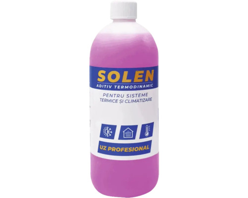Aditiv termodinamic Solen pentru sisteme termice și de climatizare, uz profesional, în flacon de plastic.