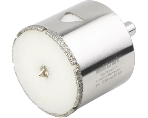 Freza diamantată Wolfcraft cu burghiu de centrare, diametru 60 milimetri