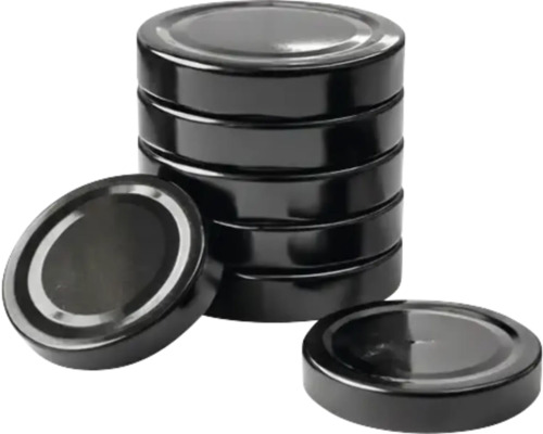 Capace metalice negre tip twist-off pentru borcane, set.