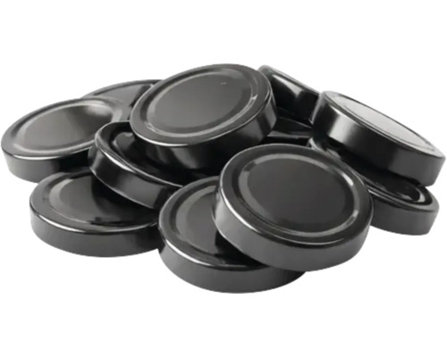 Set de capace Twist-off negre din metal, rotunde.