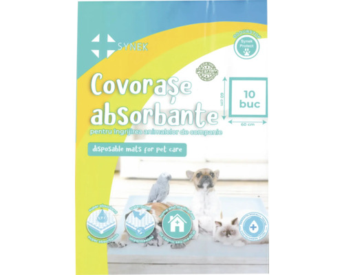 Absorbante Synek pentru animale de companie, 10 bucăți, 60 pe 60 centimetri