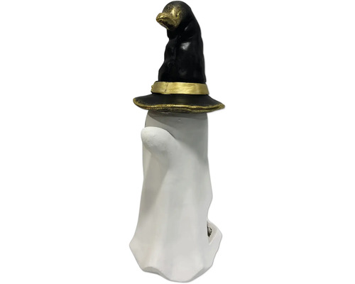 Figurină decorativă cu fantomă și pălărie de vrăjitoare pentru Halloween