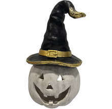 Figurină decorativă de dovleac cu pălărie de vrăjitoare pentru Halloween