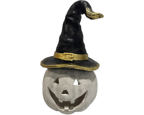 Figurină decorativă de dovleac cu pălărie de vrăjitoare pentru Halloween