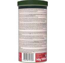 Spatele ambalajului Tetra Pond Koi Sticks cu ingrediente, instrucțiuni de hrănire, cod de bare, simbol de reciclare și Tetra Logo.