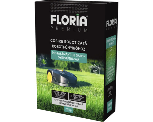 Îngrășământ pentru gazon Floria Premium pentru roboți de tuns iarba, ambalaj