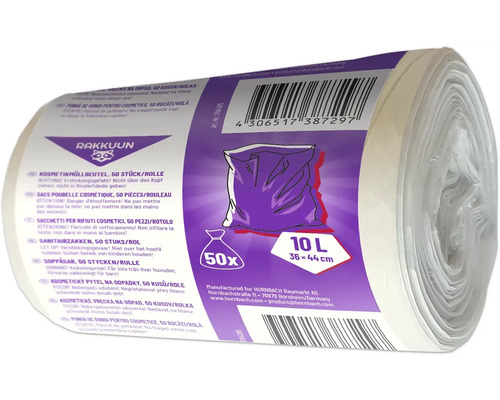 Rola saci de gunoi cosmetici, 50 bucăți, 10 litri, dimensiune 36 x 44 cm