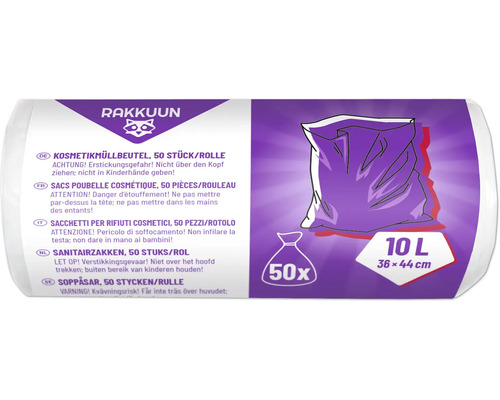 Saci de gunoi cosmetici, 50 de bucăți pe rolă, capacitate de 10 litri