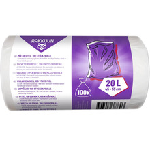 Rola de saci de gunoi cu 100 de bucăți, capacitate de 20 de litri și dimensiunile 45 x 55 cm