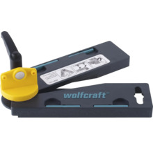 Echer reglabil Wolfcraft cu magnet galben și pârghie de fixare pentru măsurarea unghiurilor și transferul la ferăstraiele de retezat.
