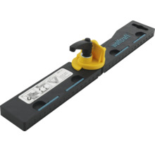 Echer și ghidaj de tăiere Wolfcraft cu scală milimetrică, manetă de blocare galbenă și Wolfcraft Logo.