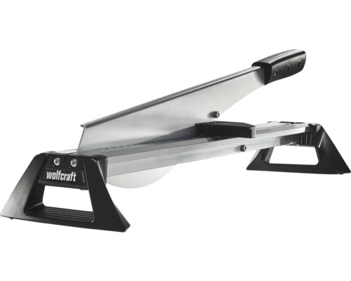 Ghilotină pentru laminat Wolfcraft cu lamă metalică, Wolfcraft Logo și mâner din plastic negru.