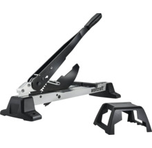 Ghilotină pentru tăiat laminat Wolfcraft cu mâner lung și suport separat pentru material.