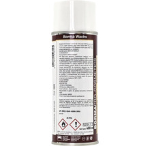 Spray Borma Wachs Bormapro Cosmetics cu o capacitate de 400 mililitri. Tubul prezintă instrucțiuni de siguranță și simboluri pentru aerosoli inflamabili.