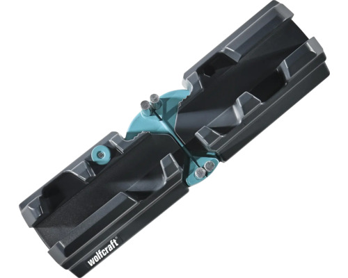 Dispozitiv reglabil Wolfcraft pentru tăieri oblice și cutie de tăiere din plastic pentru plinte.