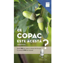 Coperta cărții de identificare Ce copac este acesta cu ghinde pe o frunză de stejar peste 350 de copaci și arbuști din Europa și Editura Casa Logo