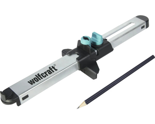 Trasator Wolfcraft cu cursor reglabil și creion pentru marcarea liniilor paralele.