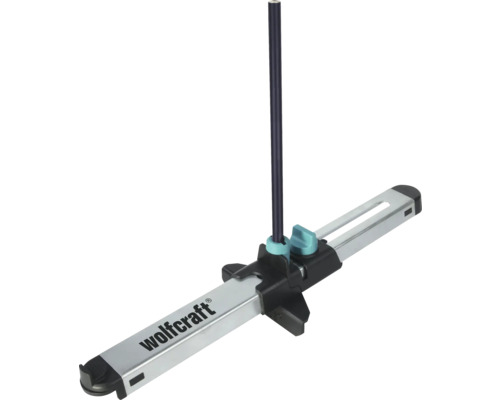 Opritor paralel și ajutor pentru marcare Wolfcraft din aluminiu și plastic cu un creion.