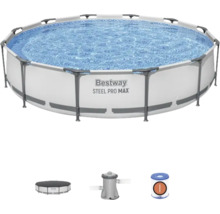 Set piscină cu cadru Bestway Steel Pro Max cu pompă de filtrare și prelată pentru piscină