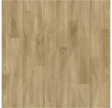 Pardoseală laminată cu aspect de stejar, cu nervuri și noduri naturale, design tip parchet.