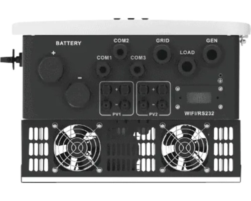 Conectori invertor pentru baterie, COM1, COM2, COM3, GRID, LOAD, GEN, PV1 și PV2