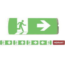 Indicator cu săgeți direcționale pentru indicarea ieșirii de urgență