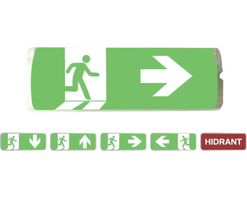 Indicator cu săgeți direcționale pentru indicarea ieșirii de urgență