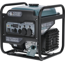 Generator Könner und Söhnen KS 4500iG cu cadru metalic, panou de control pentru benzină și gaz și avertizare pentru completarea uleiului.