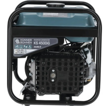 Generator de curent invertor Könner și Söhnen KS 4500iG cu tehnologie dual fuel pentru benzină și gaz în cadru metalic negru.