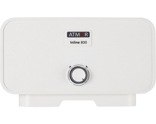 Încălzitor de apă instantaneu Atmor Inline 800 cu un buton rotativ pentru setări joase, medii și înalte.
