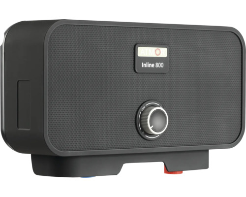 Încălzitor instantaneu de apă Atmor Inline 800 cu panou frontal texturat și buton de reglare.