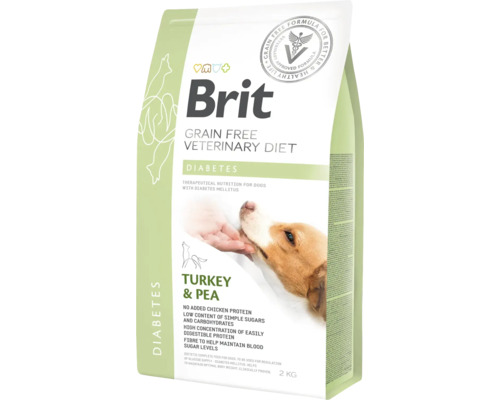 Brit Veterinary Diet Diabetes hrană pentru câini, fără cereale, cu curcan și mazăre, 2 kg
