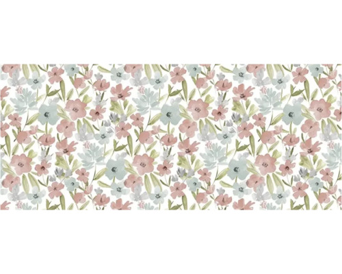 Tapet cu model floral în stil acuarelă cu flori și frunze.