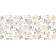 Tapet vlies cu model floral, flori și frunze pictate manual în stil acuarelă.