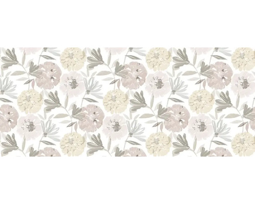 Tapet vlies cu model floral, flori și frunze pictate manual în stil acuarelă.