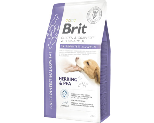 Brit Veterinary Diet Gastrointestinal Low Fat hrană uscată pentru câini cu hering și mazăre, 2 kilograme