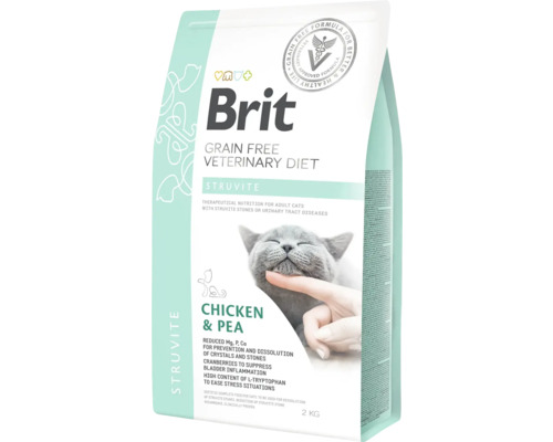 Brit Grain Free Veterinary Diet Struvite hrană pentru pisici cu pui și mazăre, în ambalaj de 2 kg