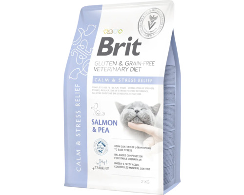 Hrană pentru pisici Brit pentru calm și reducerea stresului cu somon și mazăre într-un pachet de 2 kg
