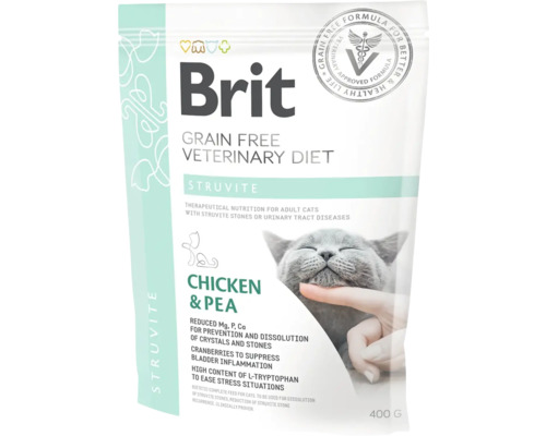 Brit Veterinary Diet Struvite hrană uscată pentru pisici pentru a sprijini sănătatea tractului urinar, pachet de 400 de grame