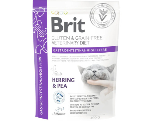 Brit Veterinary Diet Gastrointestinal Hrană pentru pisici cu hering și mazăre, 400 de grame