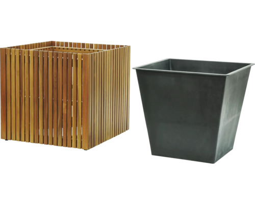 Ghiveci flori FloraSelf tip riflaj 44,5x42,5 cm lemn | HORNBACH